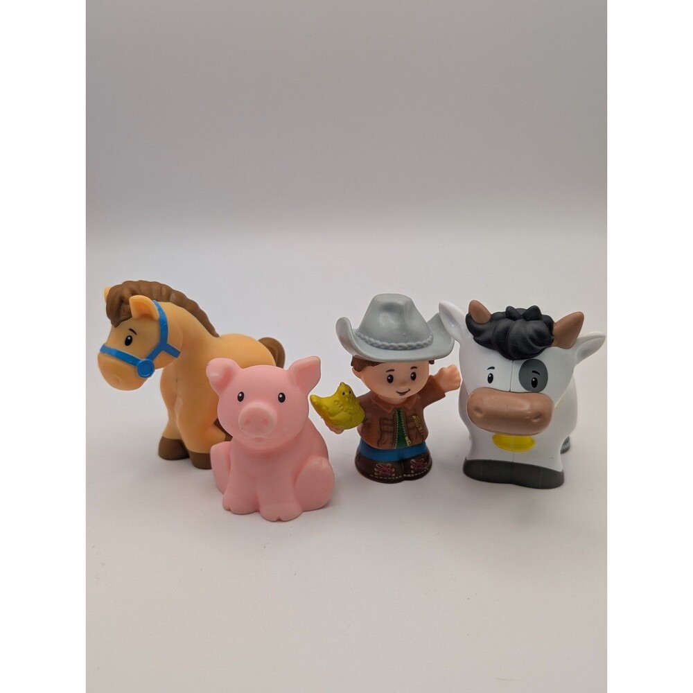 Fisher Price Little People Farm Figure Lot 4 Cowboy Farmer Cow Horse Pig Chicken
